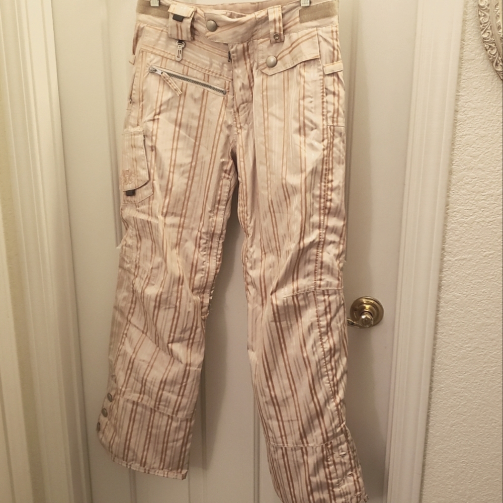 686 Snowboard Ski Pants Smarty XS Ivory Stripe by Michael Akira West